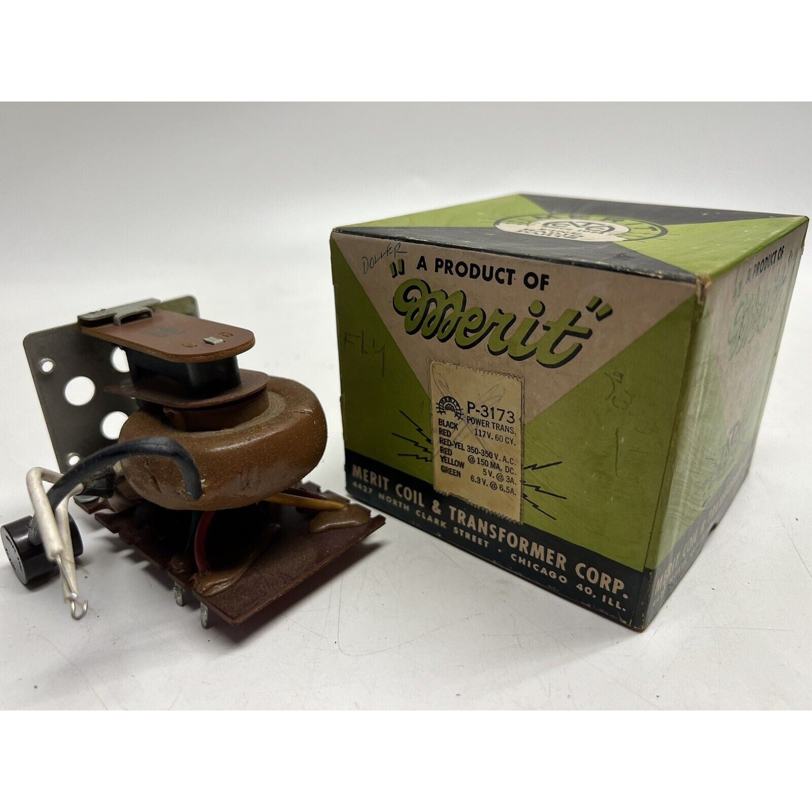 VINTAGE NOS Merit Vibrator Power Transformer P-3173 Boxed, Unused, New Old Stock