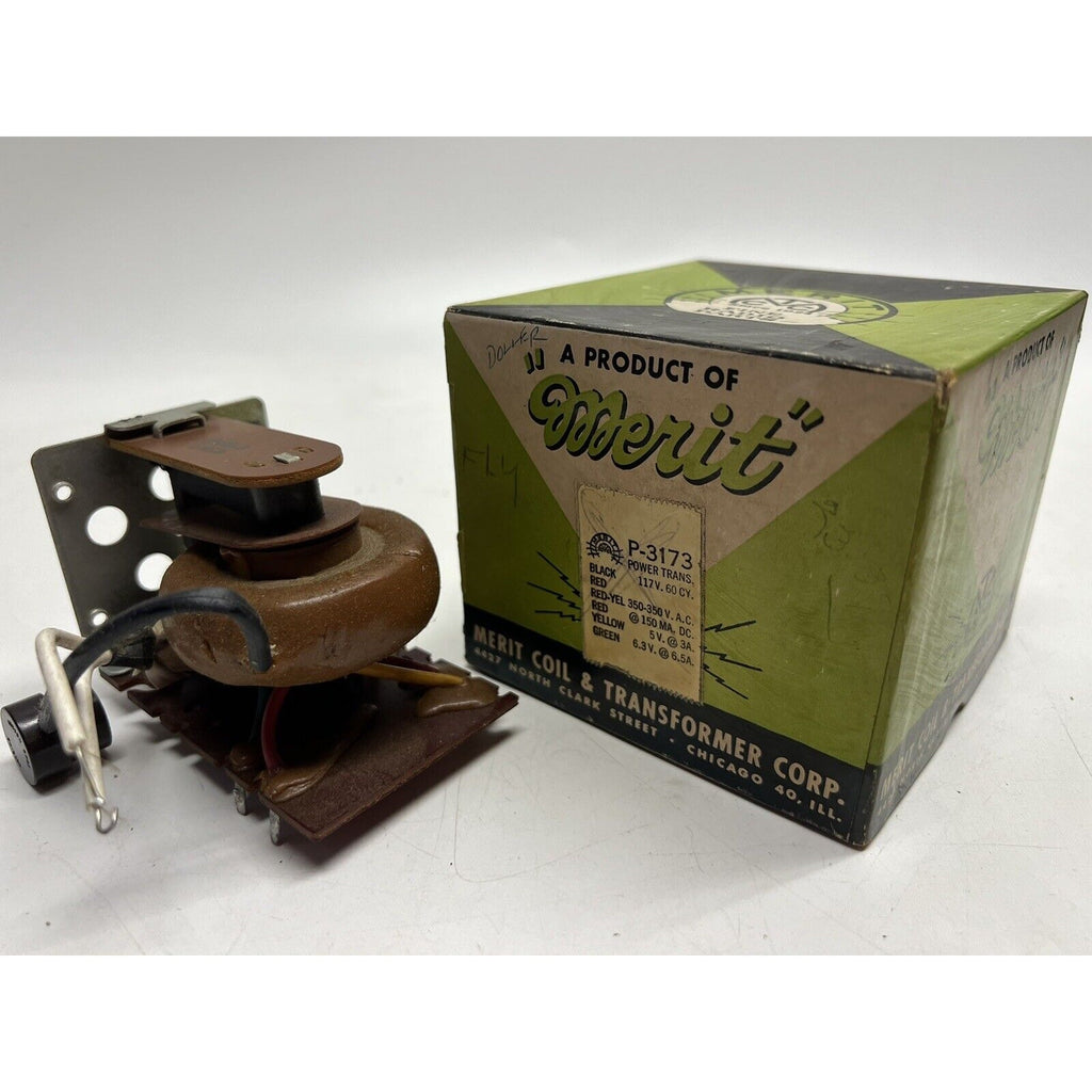 VINTAGE NOS Merit Vibrator Power Transformer P-3173 Boxed, Unused, New Old Stock