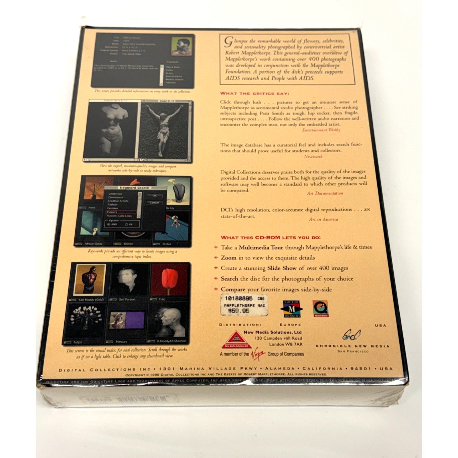 Vintage Robert Mapplethorpe An Overview PC CD-ROM Art Gallery 1995 Box NEW
