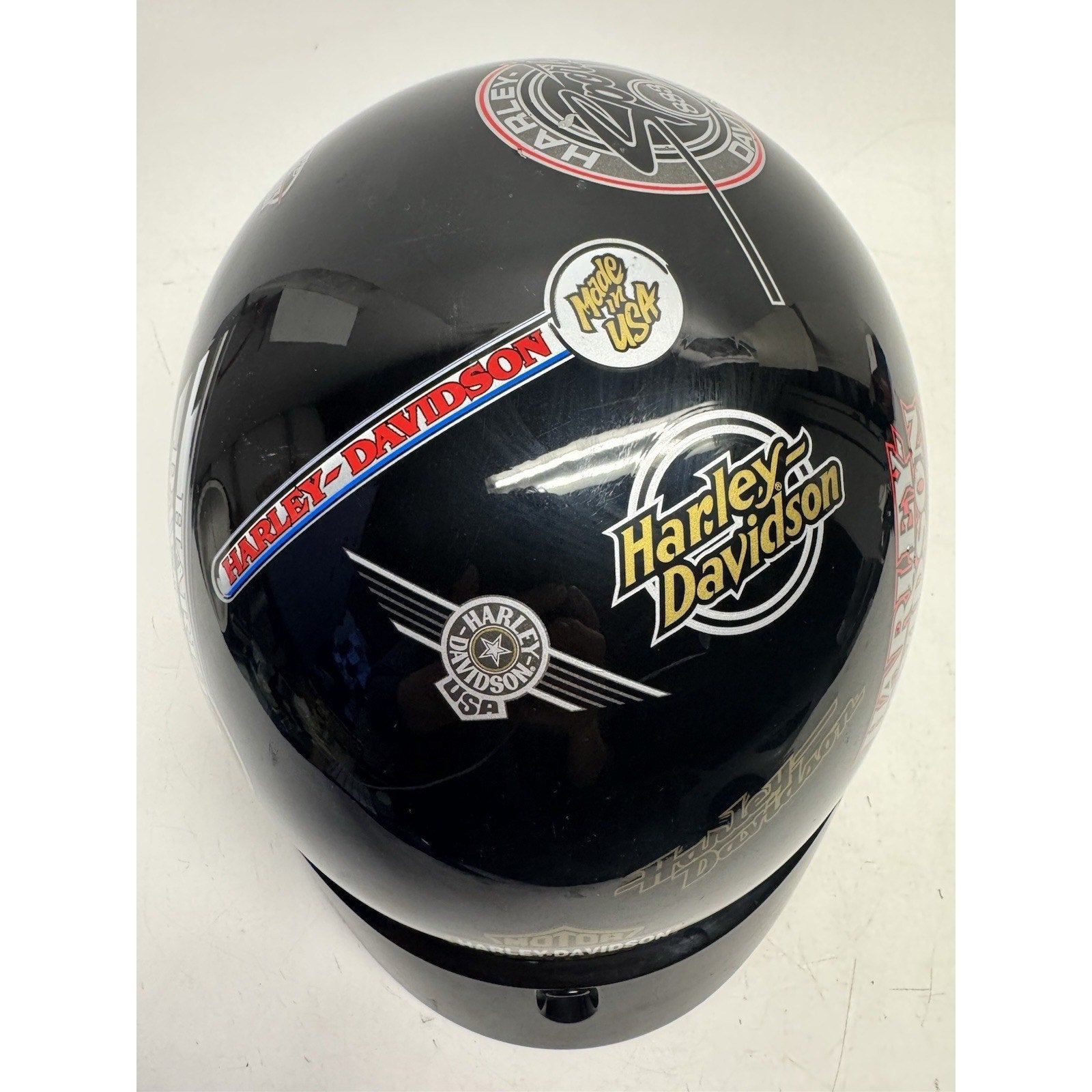 VINTAGE 2001 Harley Davidson DOT Motorcycle Half Helmet Gloss Black XS USA