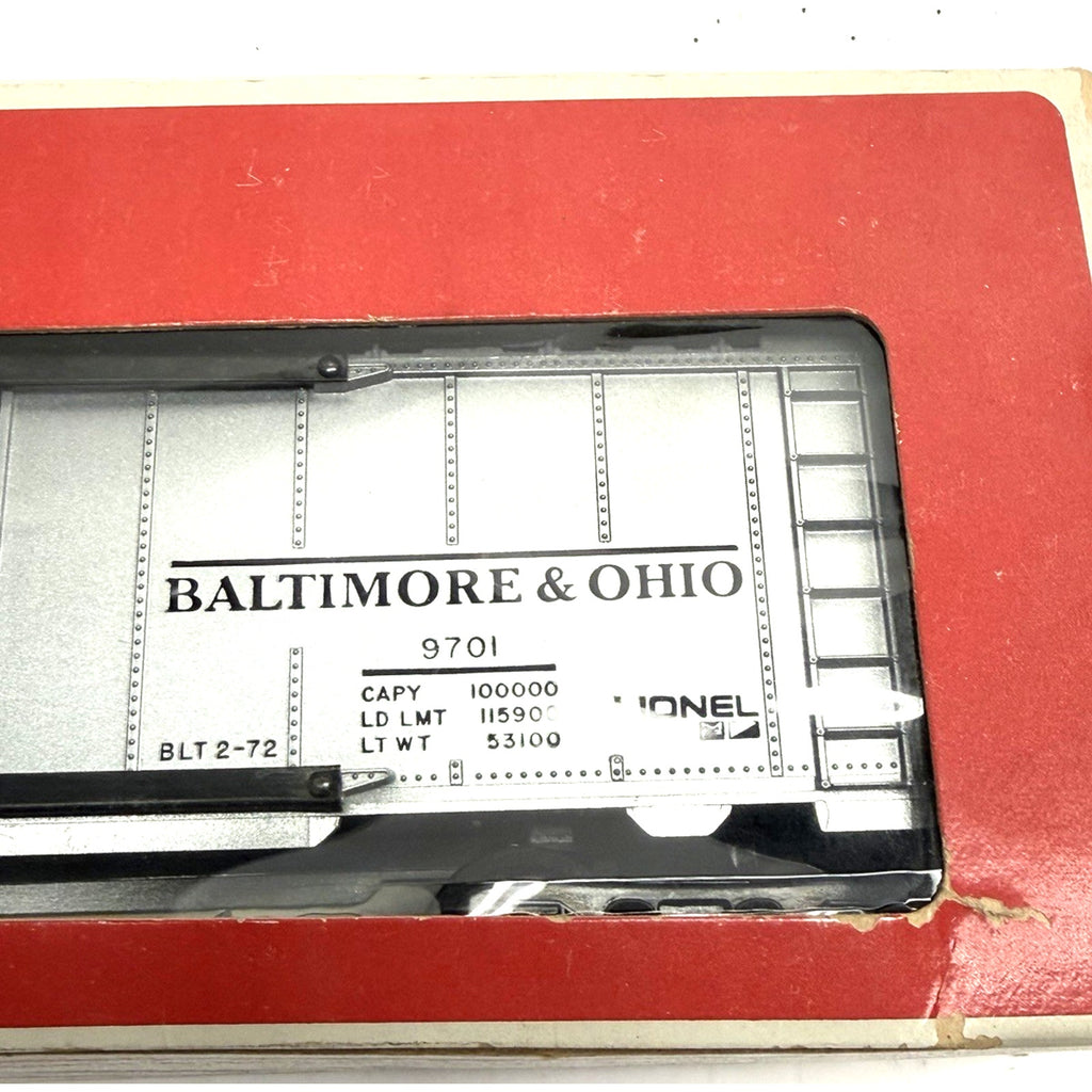 Vintage NOS Lionel #9701 Baltimore & Ohio Black Double Door Box Car