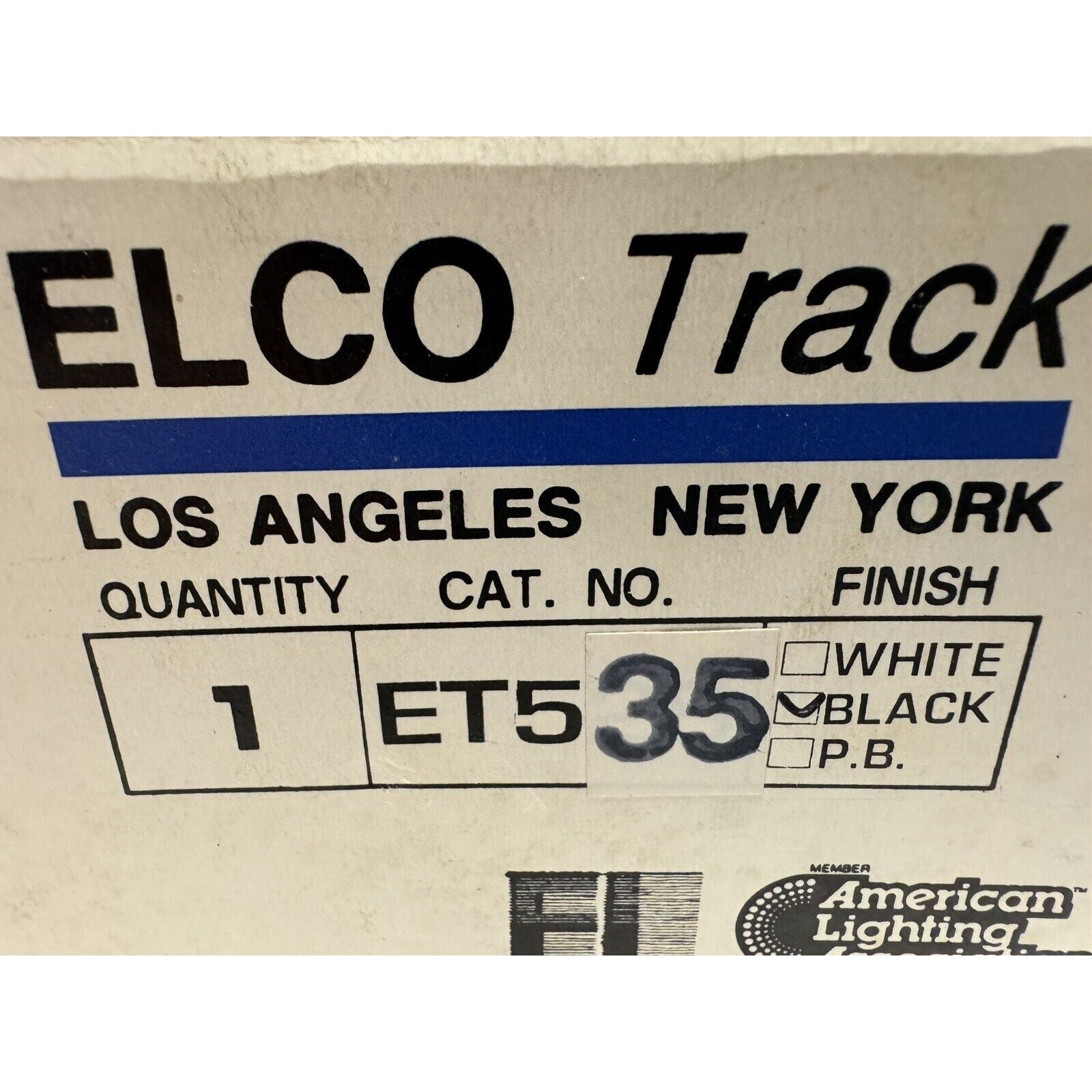 VINTAGE NOS Elco Track ET535 Black Lighting Track Light Fixture