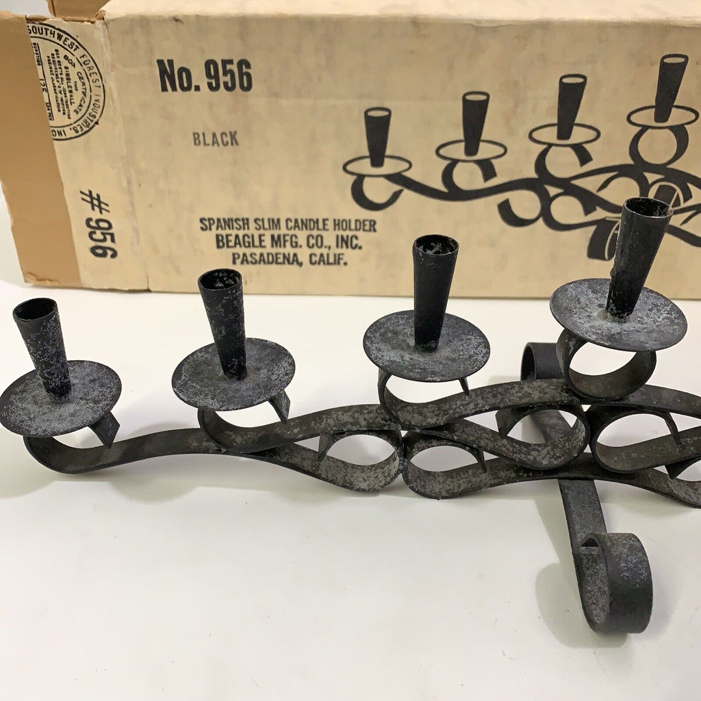 Vintage SPANISH SLIM CANDLE HOLDER BLACK BEAGLE MFG. CO., INC. USA
