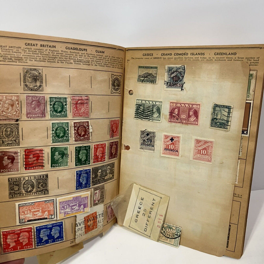 RARE VINTAGE PLANTERS PEANUTS MR. PEANUT POSTAGE STAMPS OF THE WORLD BOOK 1940S