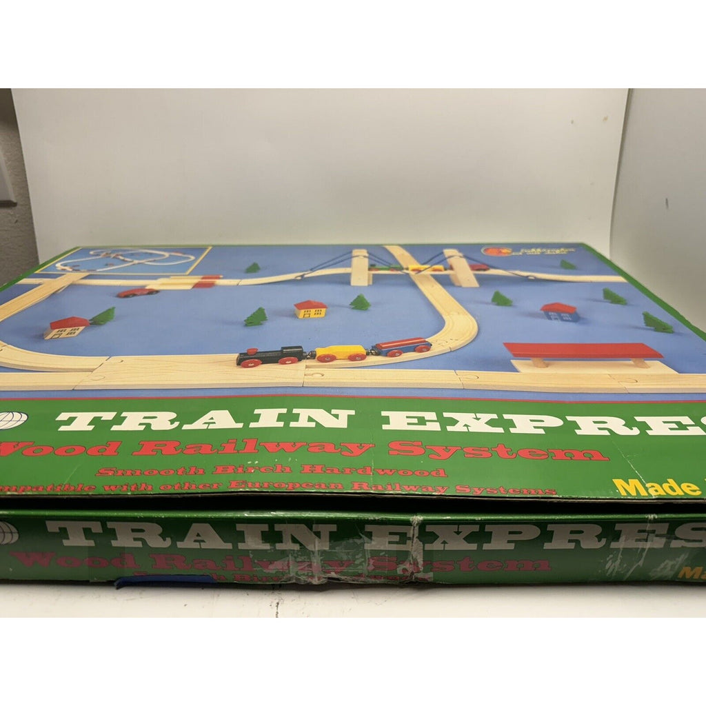 Vintage NOS EURO TRAIN EXPRESS Wooden Magnetic Railroad Train Set Made Germany