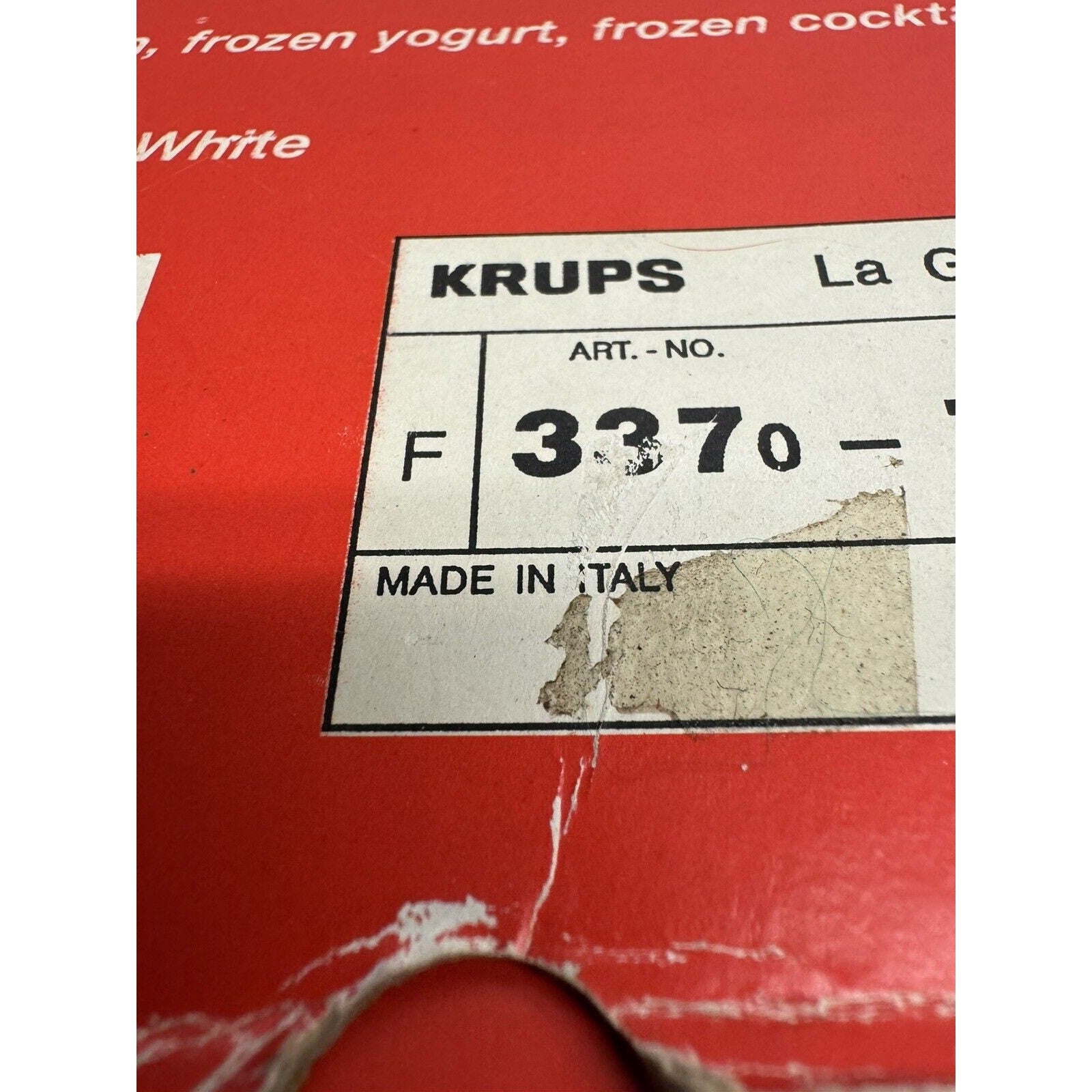 Vintage NOS Krups La Glaciere 1 Qt Auto Ice Cream Maker Model 337 MADE IN ITALY