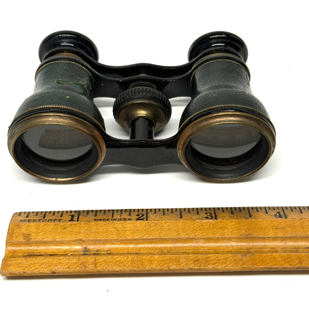 Vintage Opera Glasses Theater Binoculars Black Brass Leather Antique