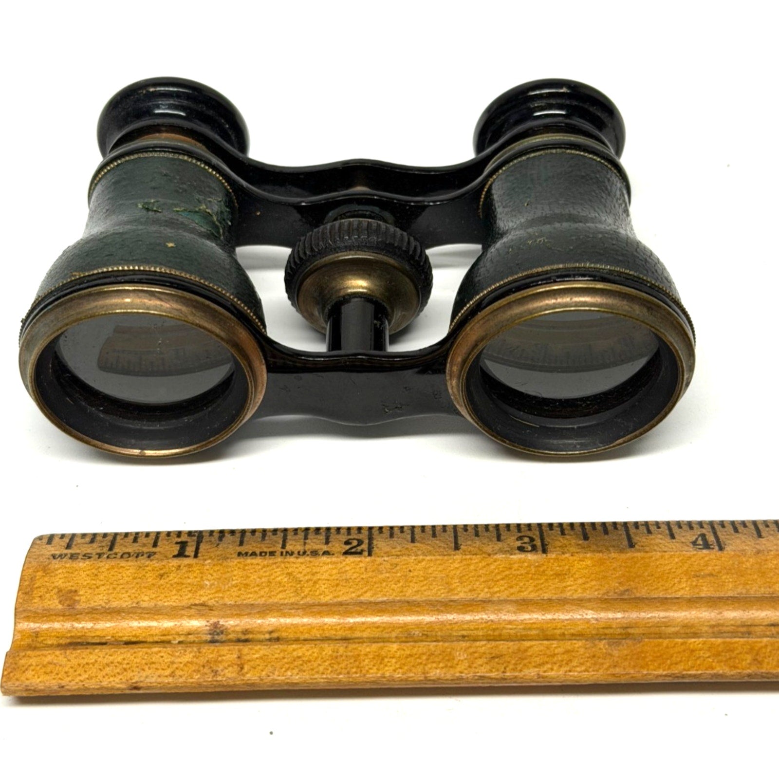 Vintage Opera Glasses Theater Binoculars Black Brass Leather Antique
