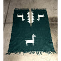 Vintage 1980 Alpaca Peruvian Wool Poncho/Blanket Lima Peru Green 52"X41"