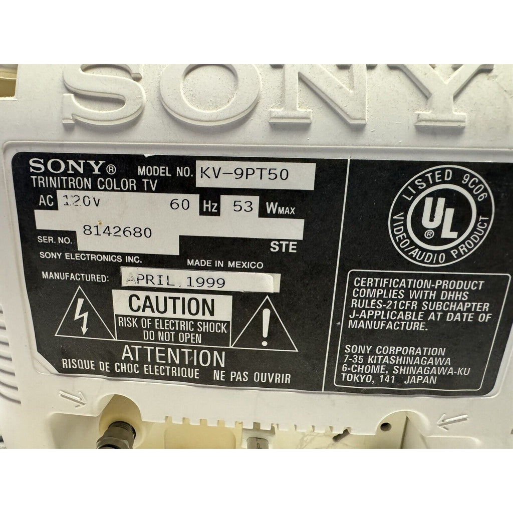 Vintage Sony Trinitron KV-9PT50 9" CRT Television TV Gaming : MINOR DAMAGE