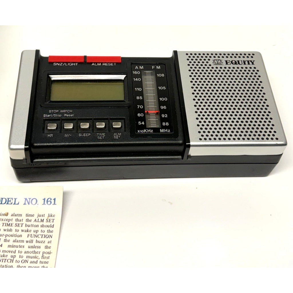 Vintage Equity 161 LCD Clock Radio AM/FM Stopwatch Portable Retro NIB New W Box