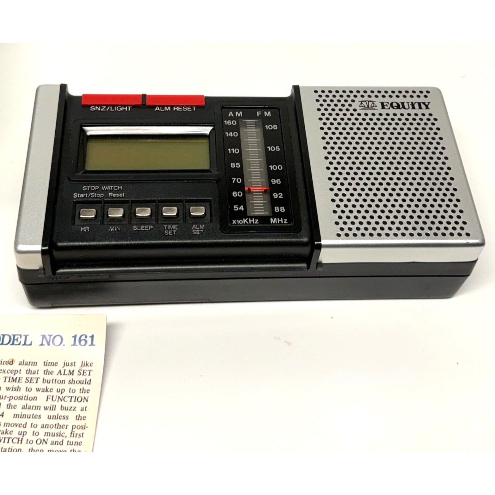 Vintage Equity 161 LCD Clock Radio AM/FM Stopwatch Portable Retro NIB New W Box