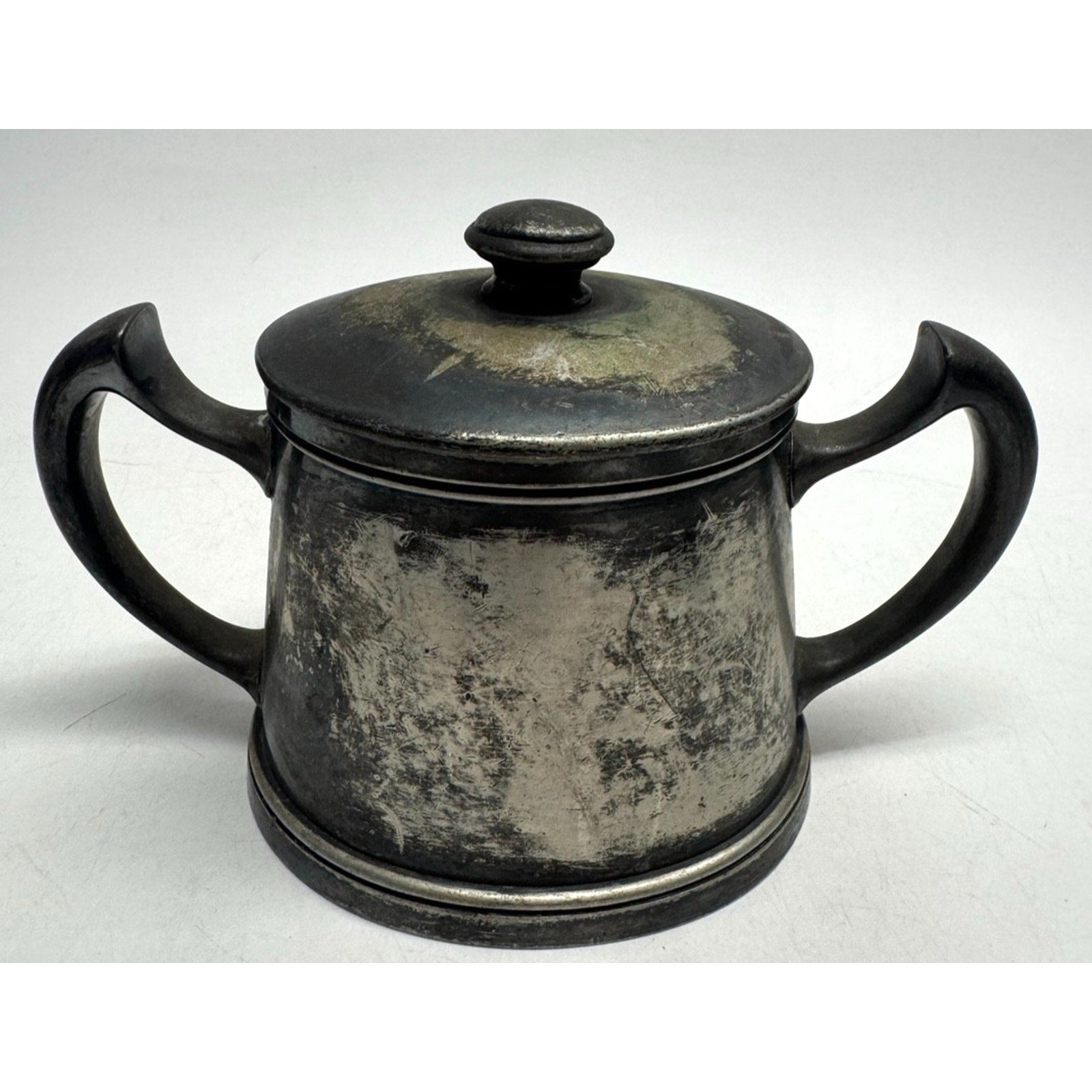 Vintage 1860 Simeon L George H- by Rogers Company Double Handle Pewter Canister