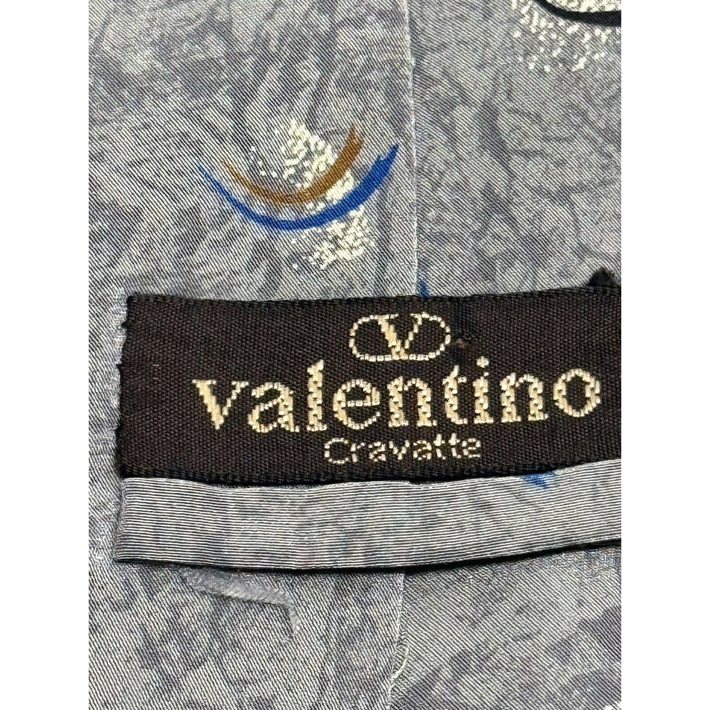 Vintage Valentino 100% Silk Tie # 4151 Gray Marble Made in Italy