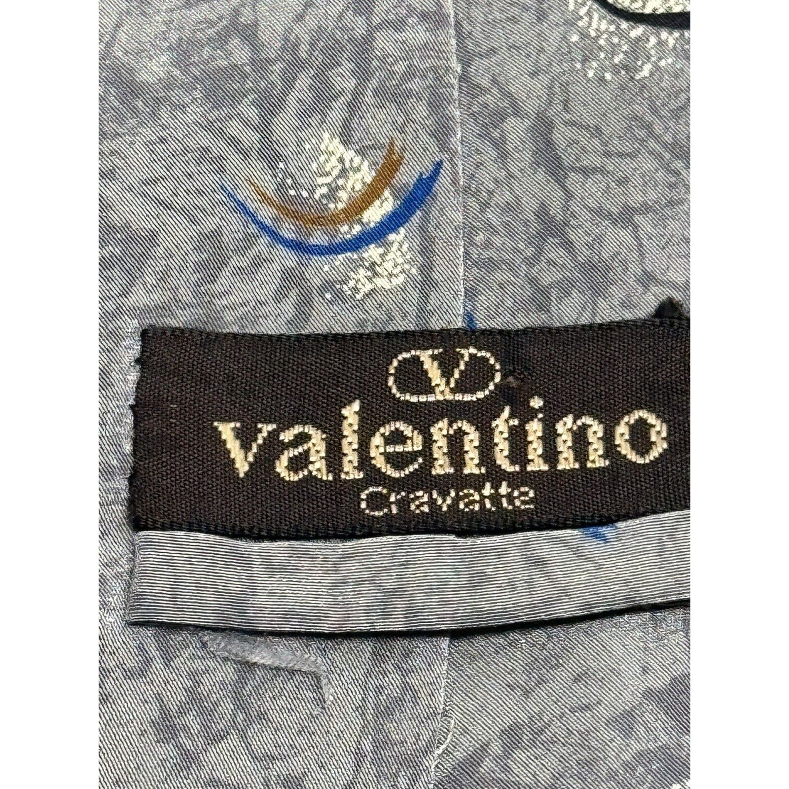 Vintage Valentino 100% Silk Tie # 4151 Gray Marble Made in Italy