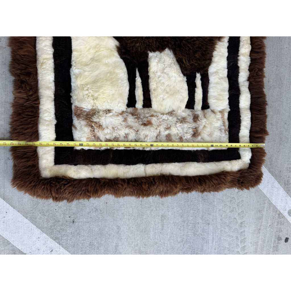 Vintage RARE Alpaca Llama Fur Throw Rug Handmade Wall Hanging Tapestry 60”X 46"