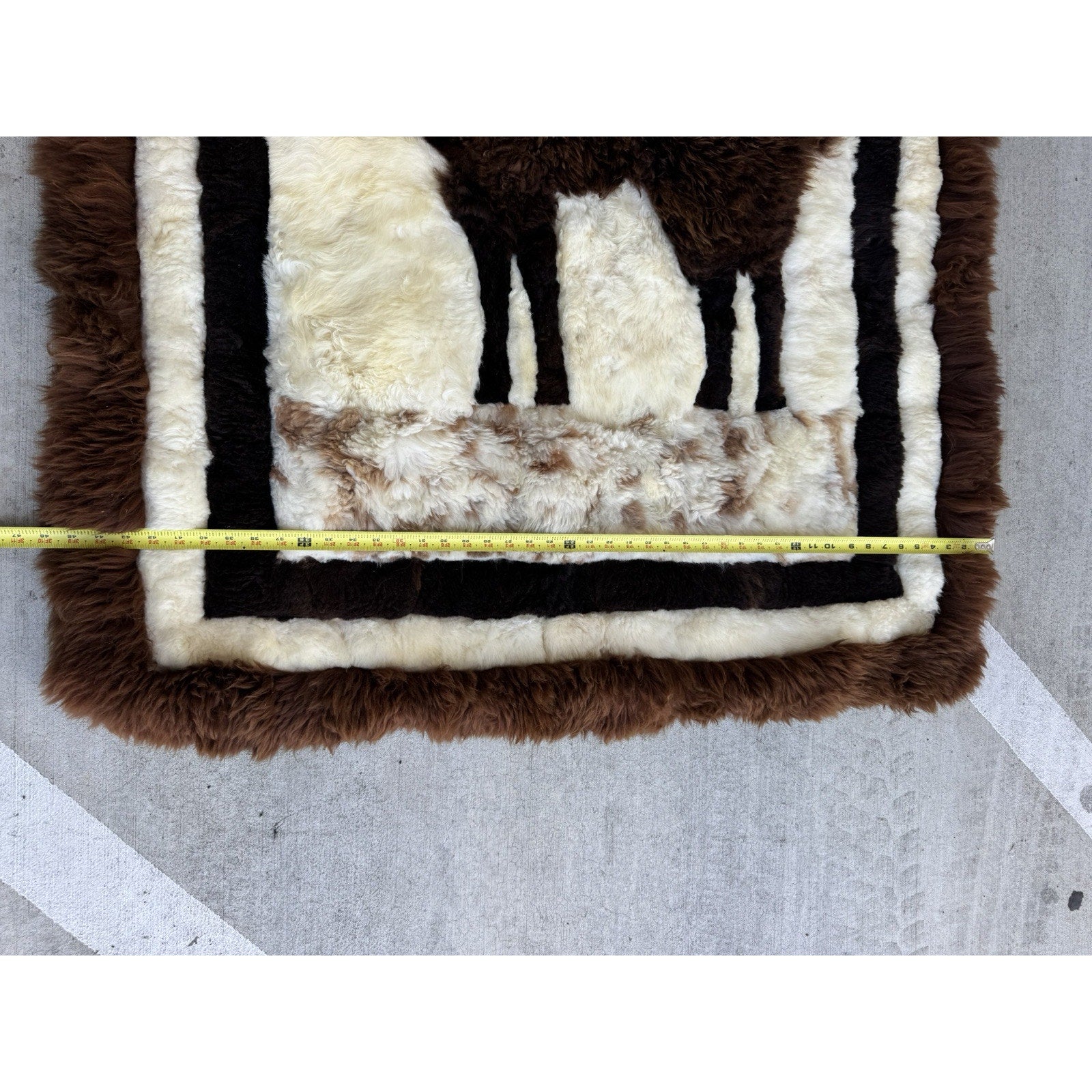 Vintage RARE Alpaca Llama Fur Throw Rug Handmade Wall Hanging Tapestry 60”X 46"