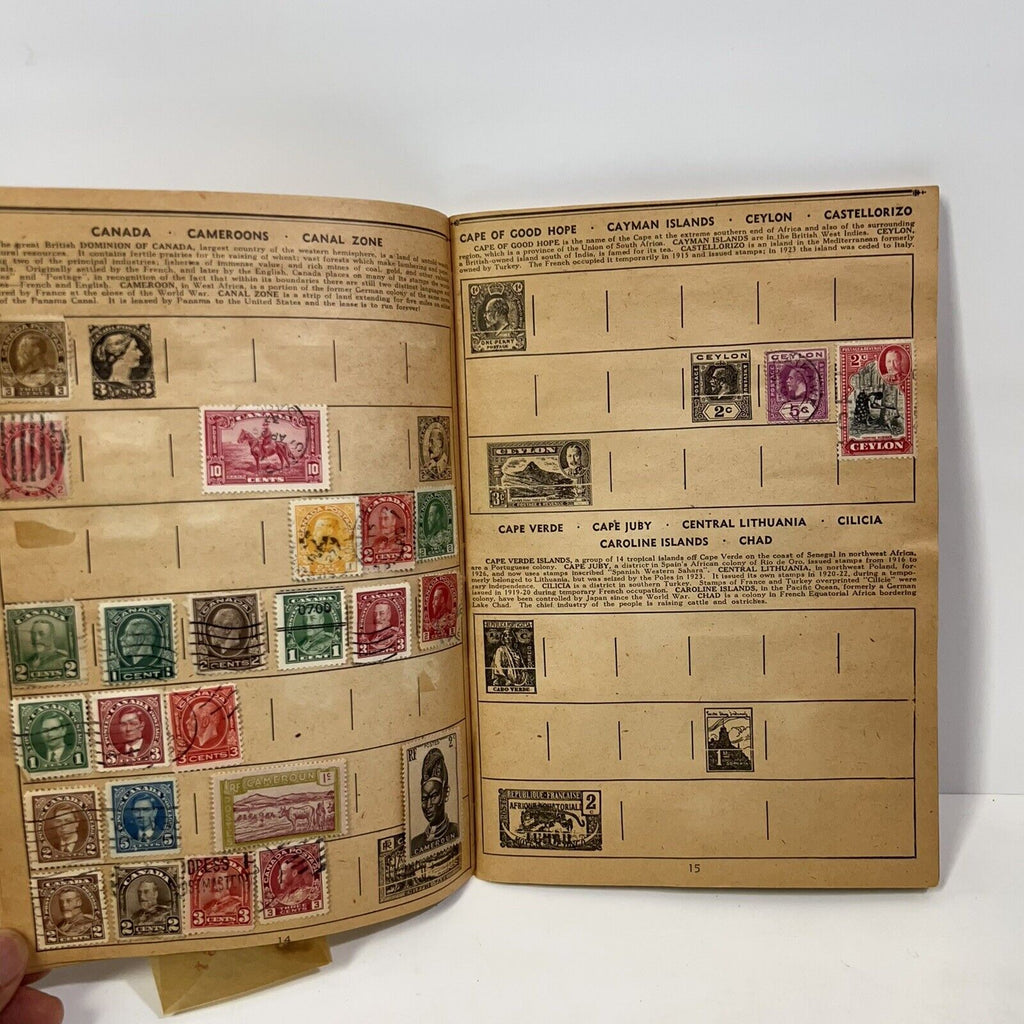 RARE VINTAGE PLANTERS PEANUTS MR. PEANUT POSTAGE STAMPS OF THE WORLD BOOK 1940S