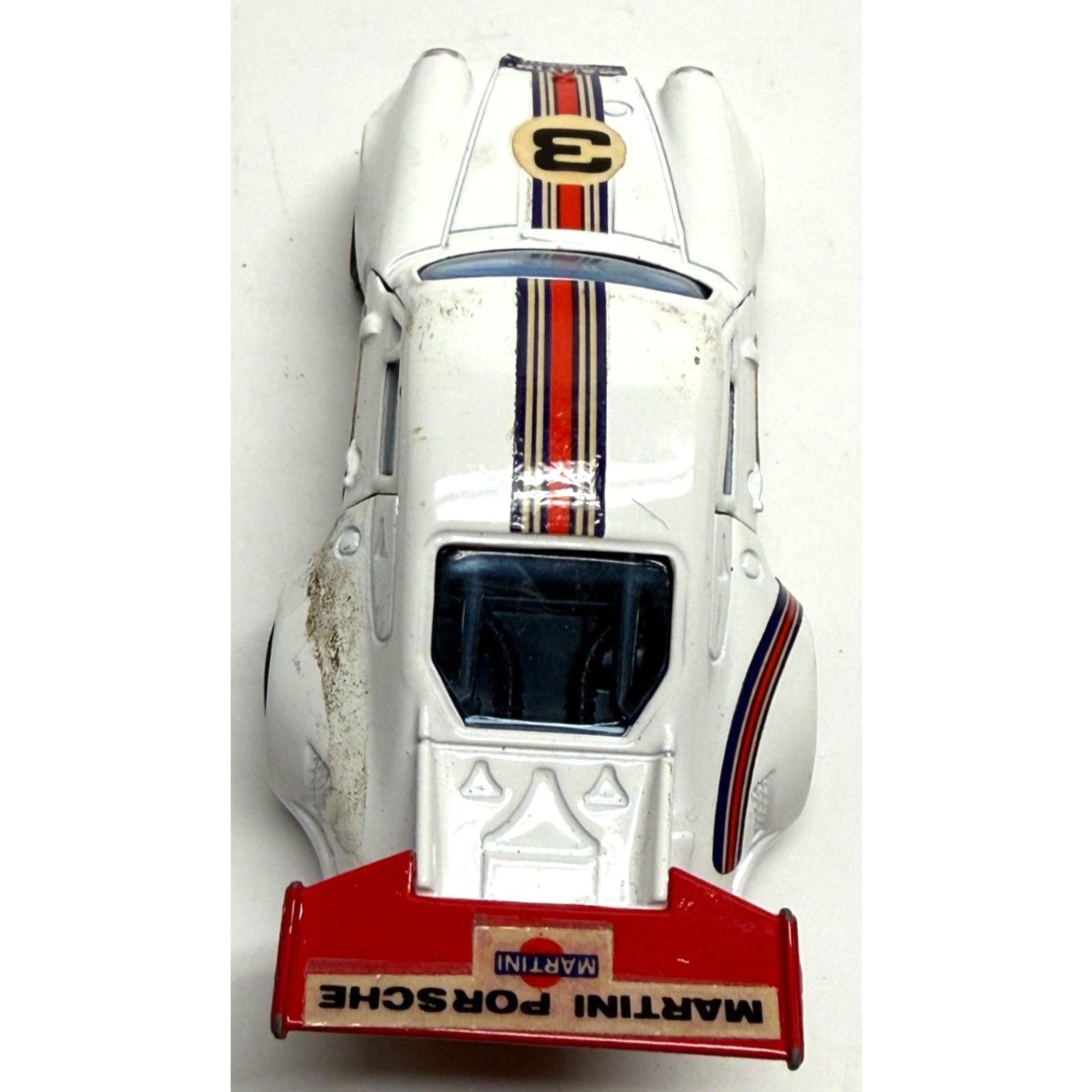 VTG Shinsei Mini Power Porsche Turbo Martini Racing Car White 1:37 Die Cast
