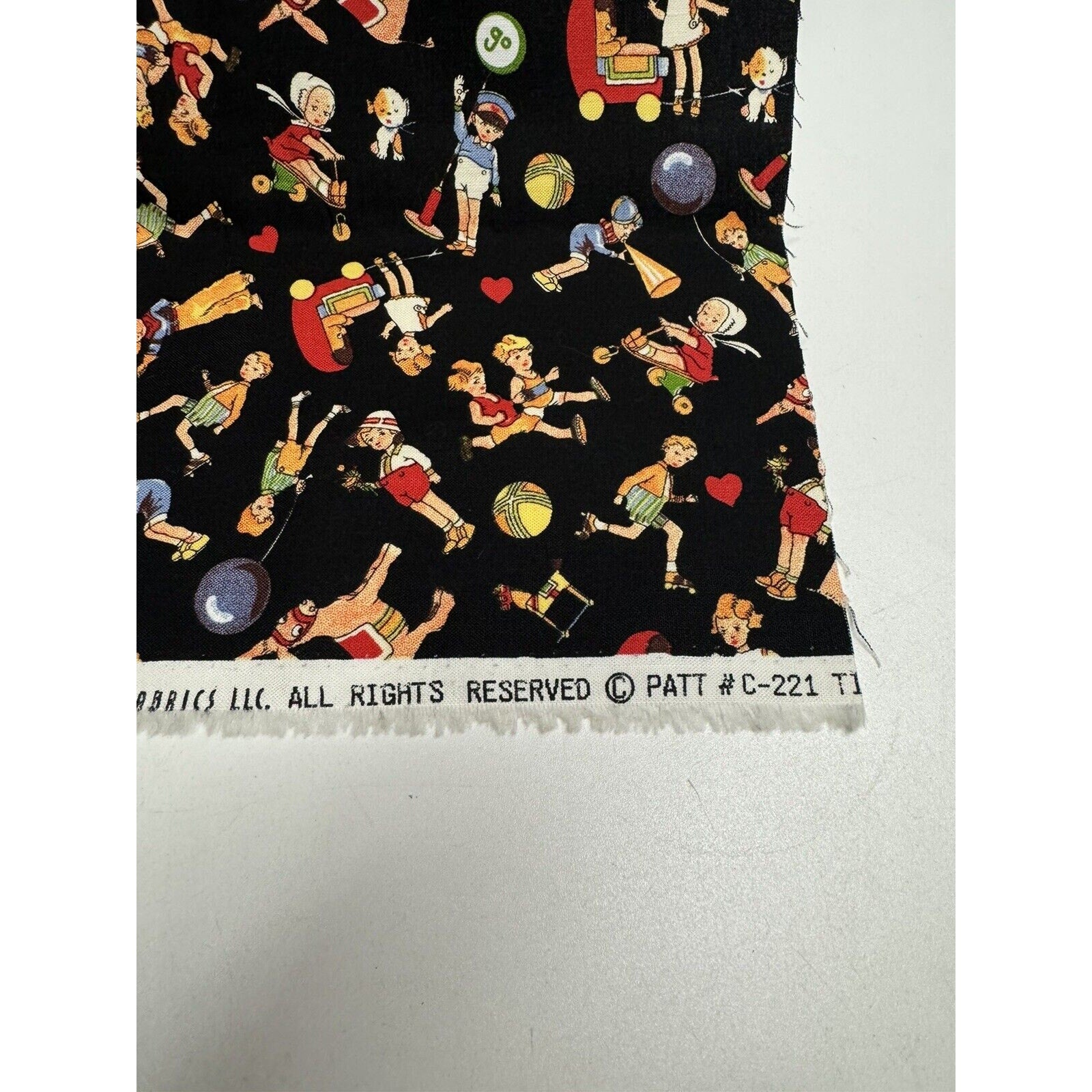VINTAGE NEW Michael Miller C-221 Quilting Fabric 45"X18" Kids Donkies Baloons