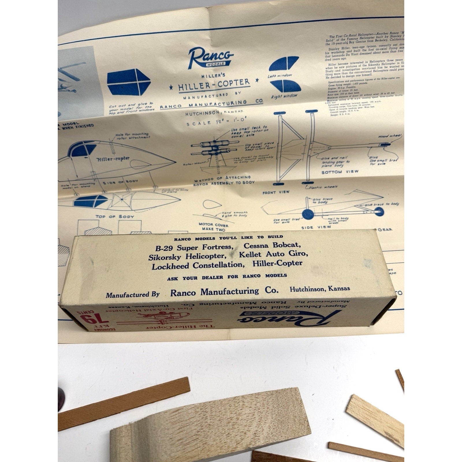 VINTAGE 1950's NOS Ranco Models The Hiller-Copter Helicopter