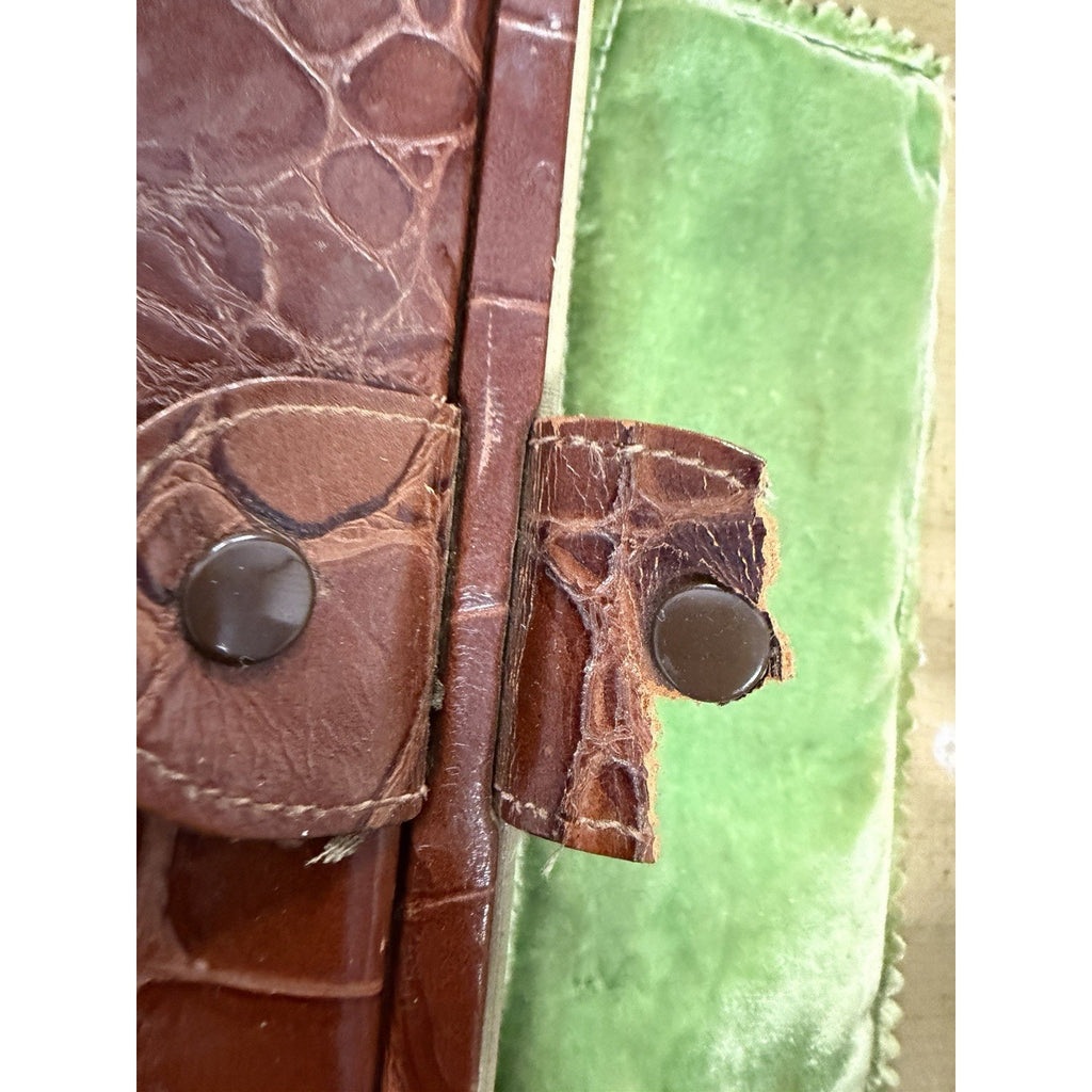 VINTAGE Saks Fifth Avenue NY Alligator-Embossed Leather Vanity Case
