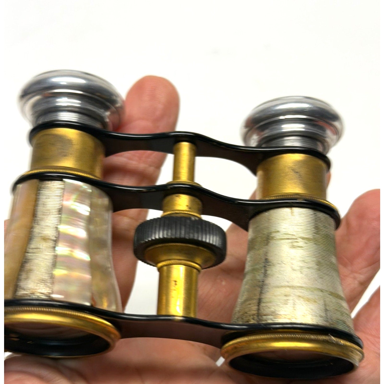 Antique Mother of Pearl Opera Glasses Brass Theater Binoculars Vintage