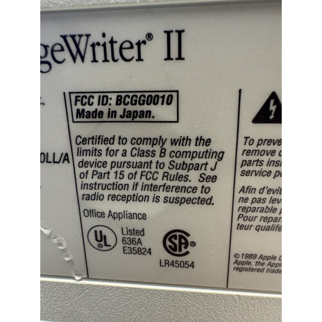 Vintage Apple Imagewriter II Printer G0010 Power On "Print Paper not Installed"