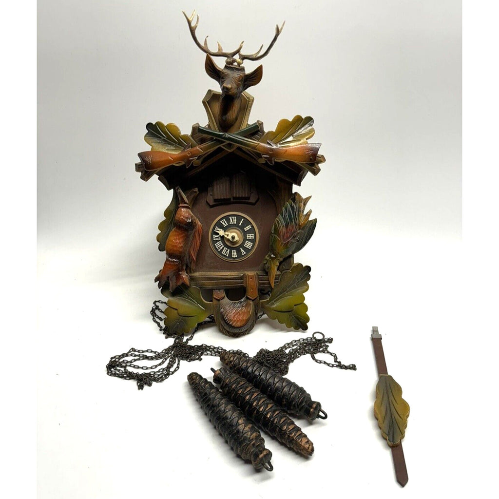 Vintage Cuendet Musical Swiss Chalet Cuckoo Clock Hunting Danube UNTESTED