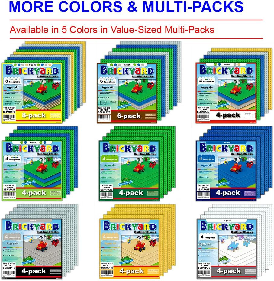 Baseplates, Large Thick Base Plates for Building Bricks, for Activity Table or Displaying Toys