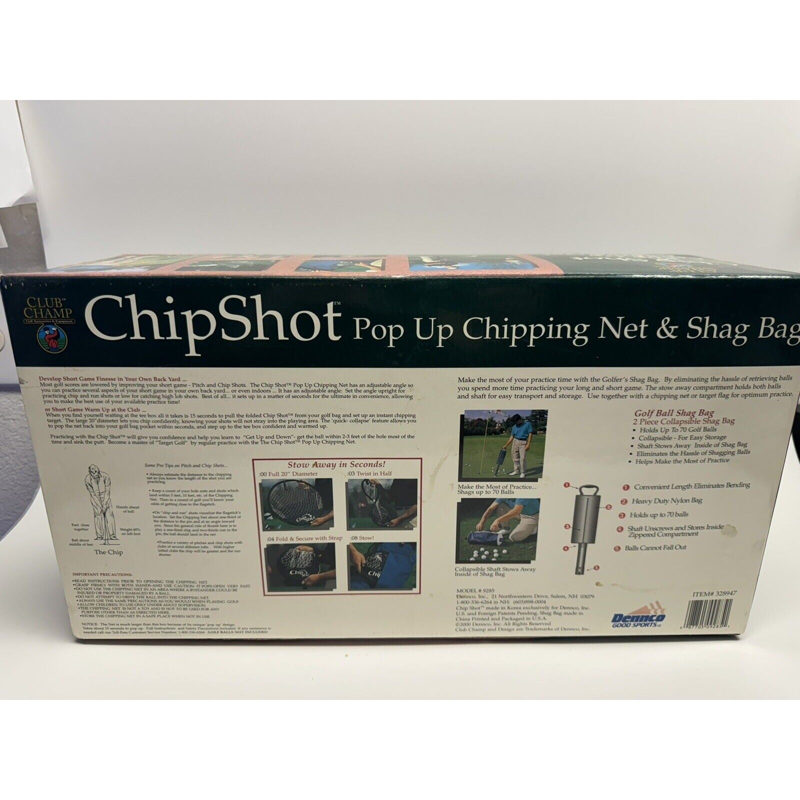 VINTAGE NEW Club Champ Chip n' Shag Combo w/ Chipping Net & Collapsible Shag Bag