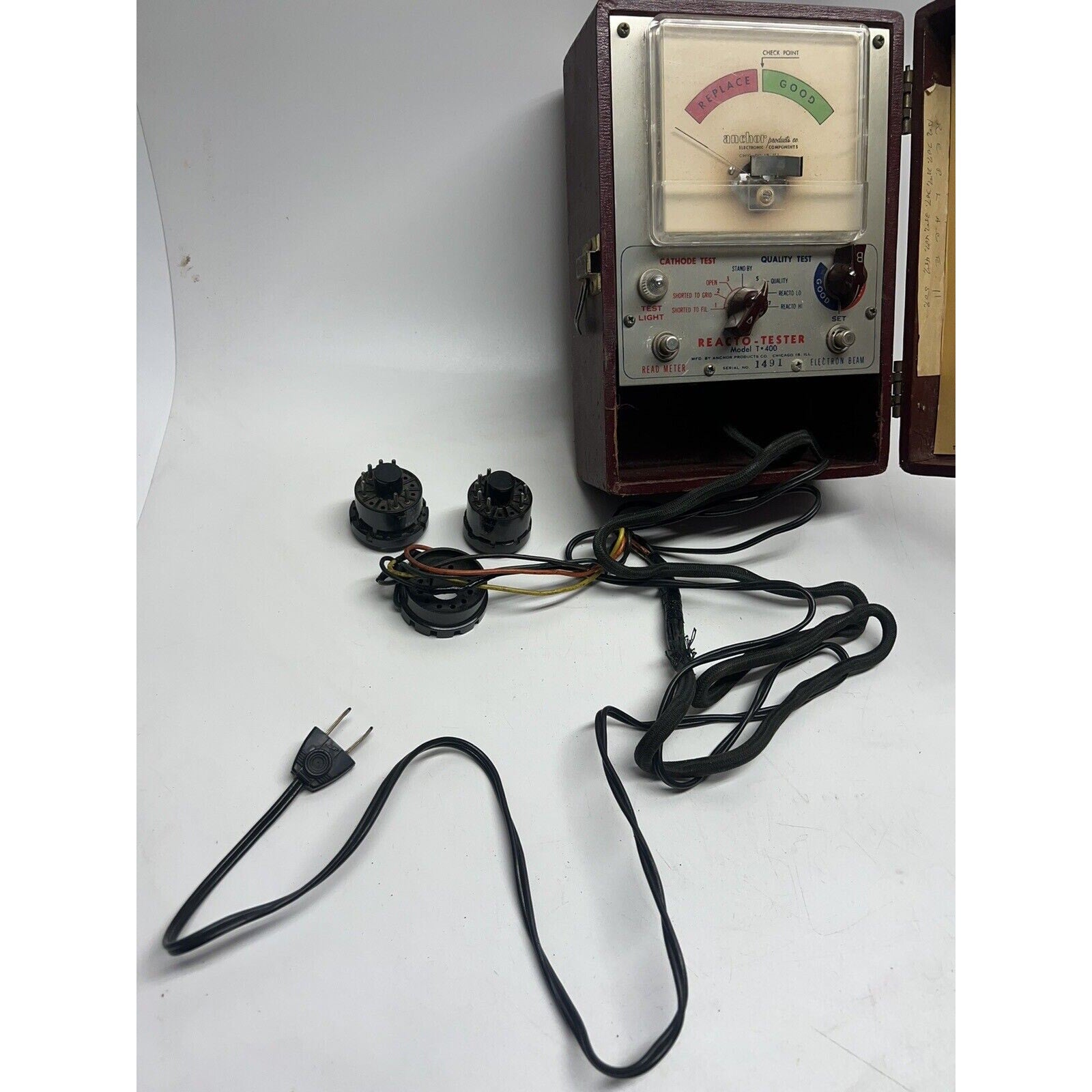 Vintage ANCHOR Reacto-Tester CRT Tubes, Model T-400 With Instructions & Adapters