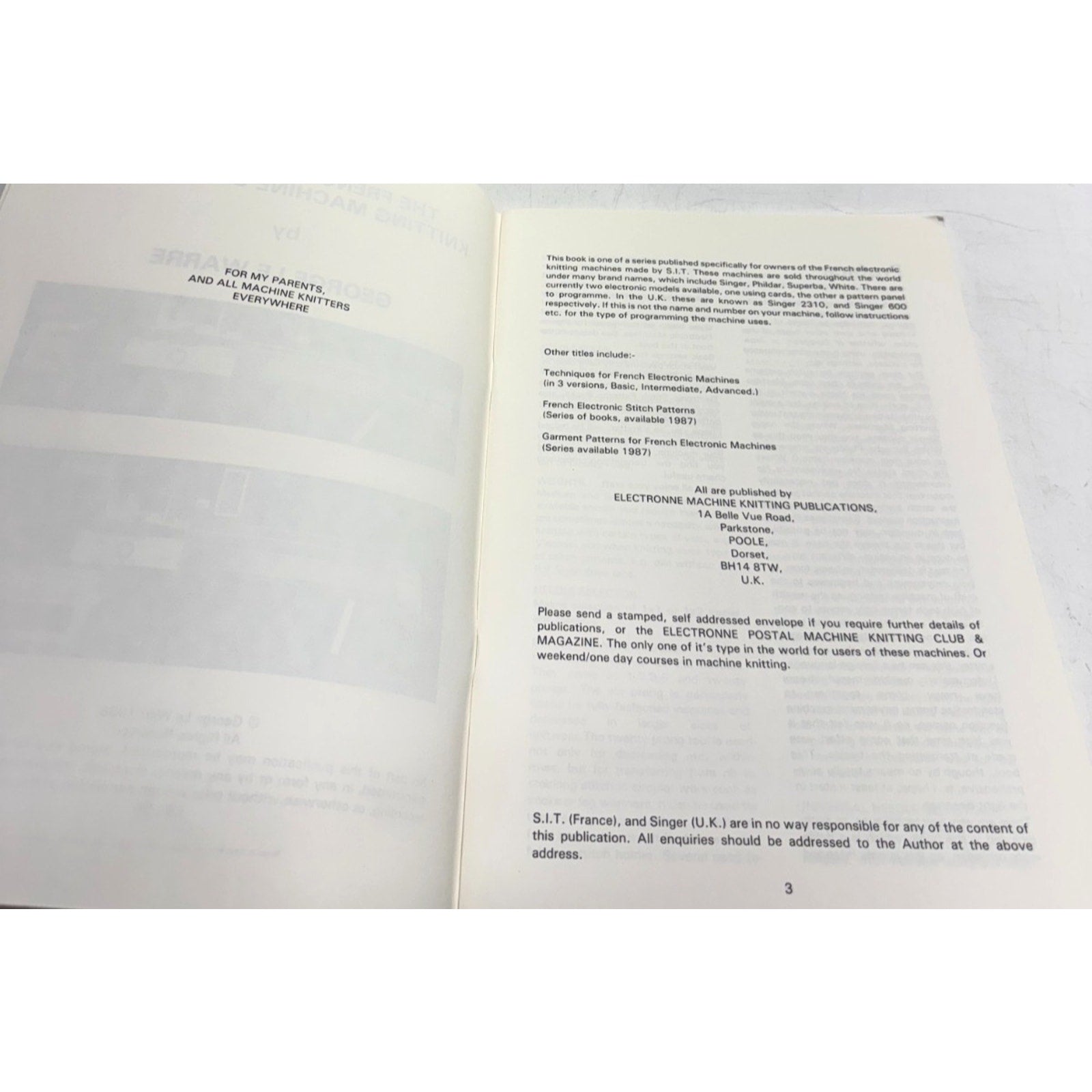 Vintage A Basic Dictionary for the French Electronic Knitting Machines -1986