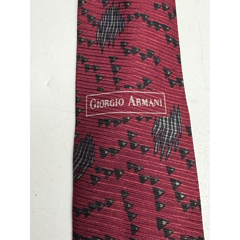 VINTAGE GIORGIO ARMANI NECKTIE 100% SILK Made ITALY Red/Gray