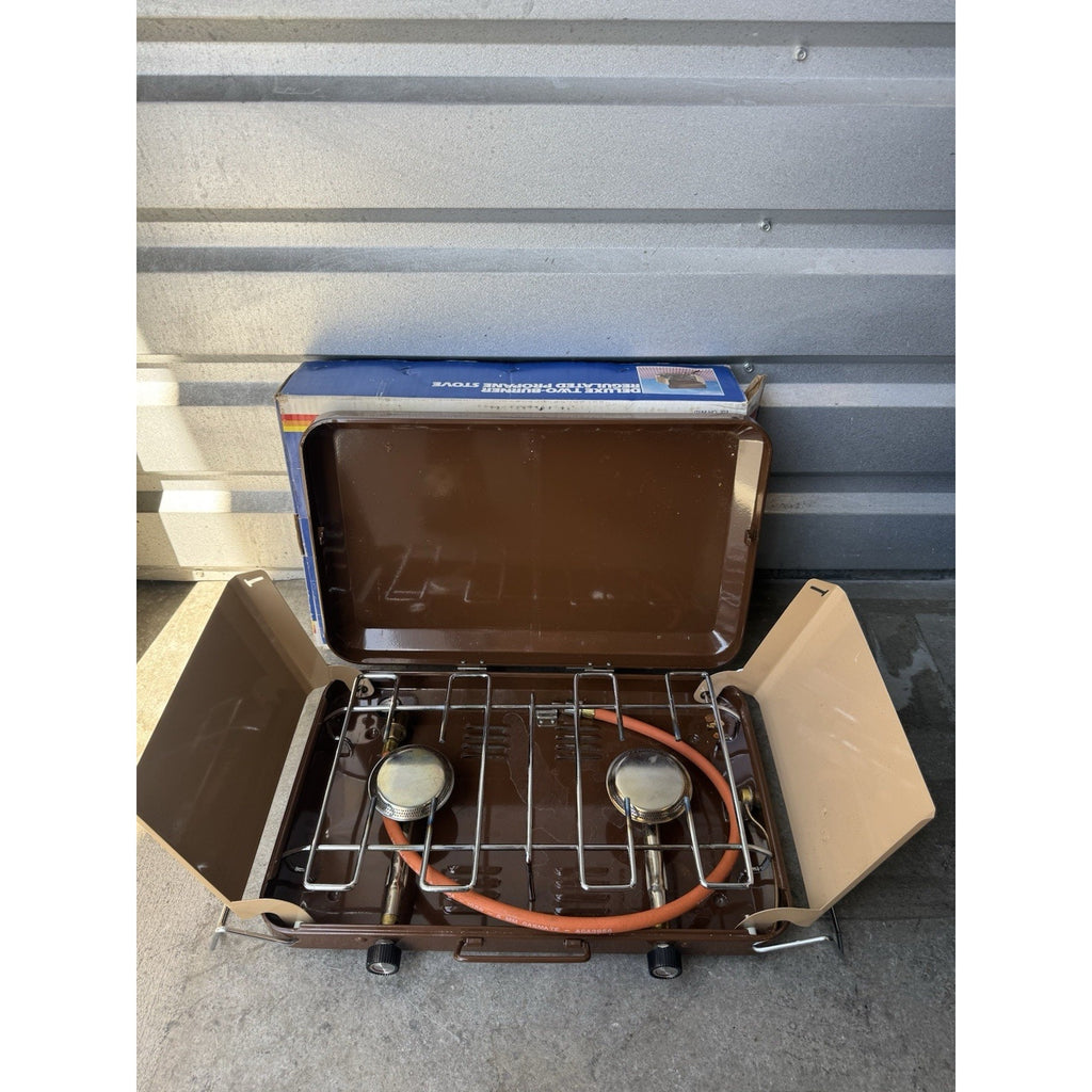 VINTAGE NOS Deluxe Two Burner Deluxe Regulated Propane Camping Stove