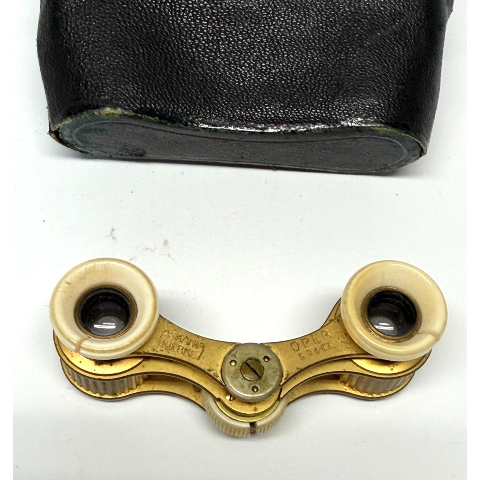 Vintage Askania Werke Berlin Opera Glasses Brass Theater Binoculars w/ Case