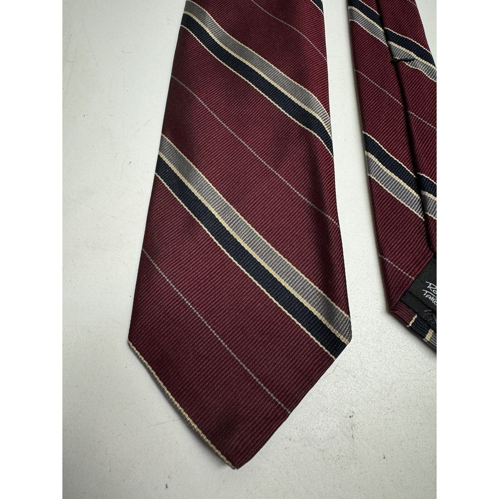 VINTAGE Robert Talbott Men's Red Striped 100% Silk Necktie