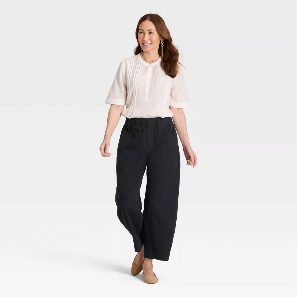 Women'S Mid-Rise Barrel Leg Pull-On Pants
