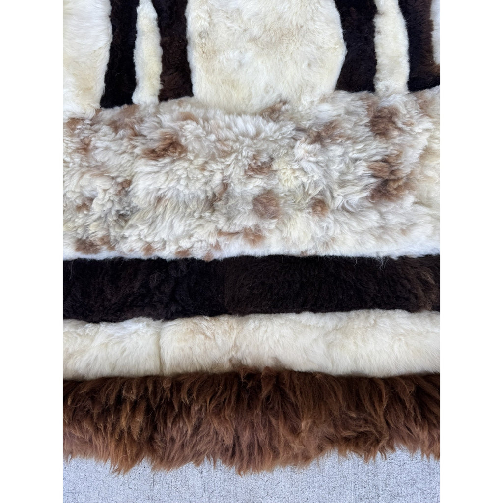 Vintage RARE Alpaca Llama Fur Throw Rug Handmade Wall Hanging Tapestry 60”X 46"