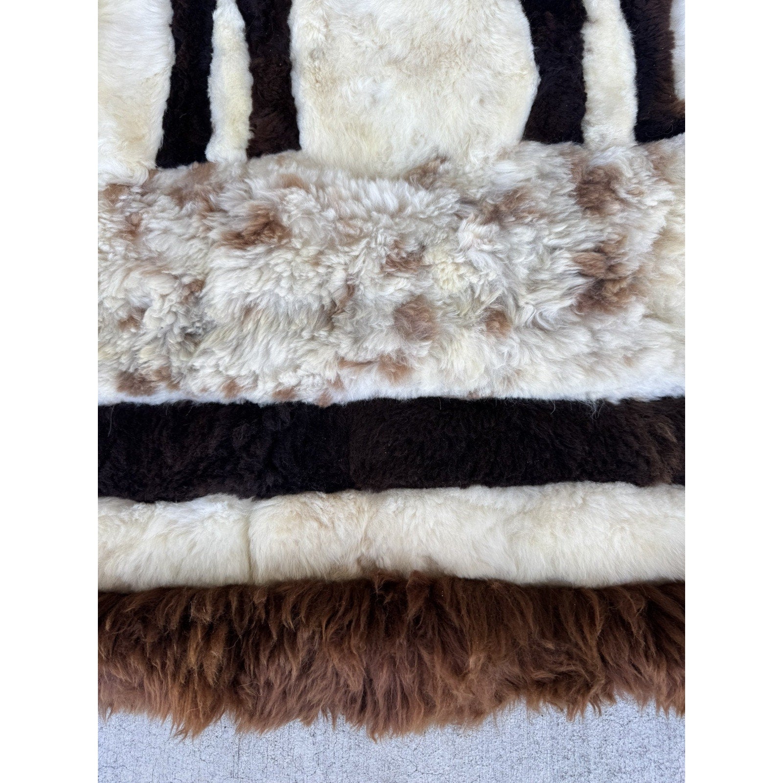 Vintage RARE Alpaca Llama Fur Throw Rug Handmade Wall Hanging Tapestry 60”X 46"