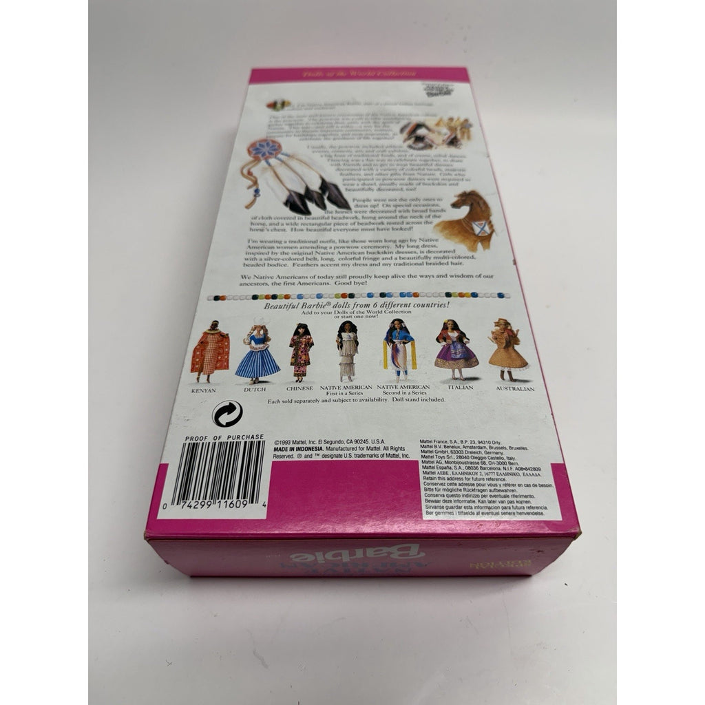 VINTAGE 1993 Native American Barbie Doll 11609 Dolls Of The World Second Edition