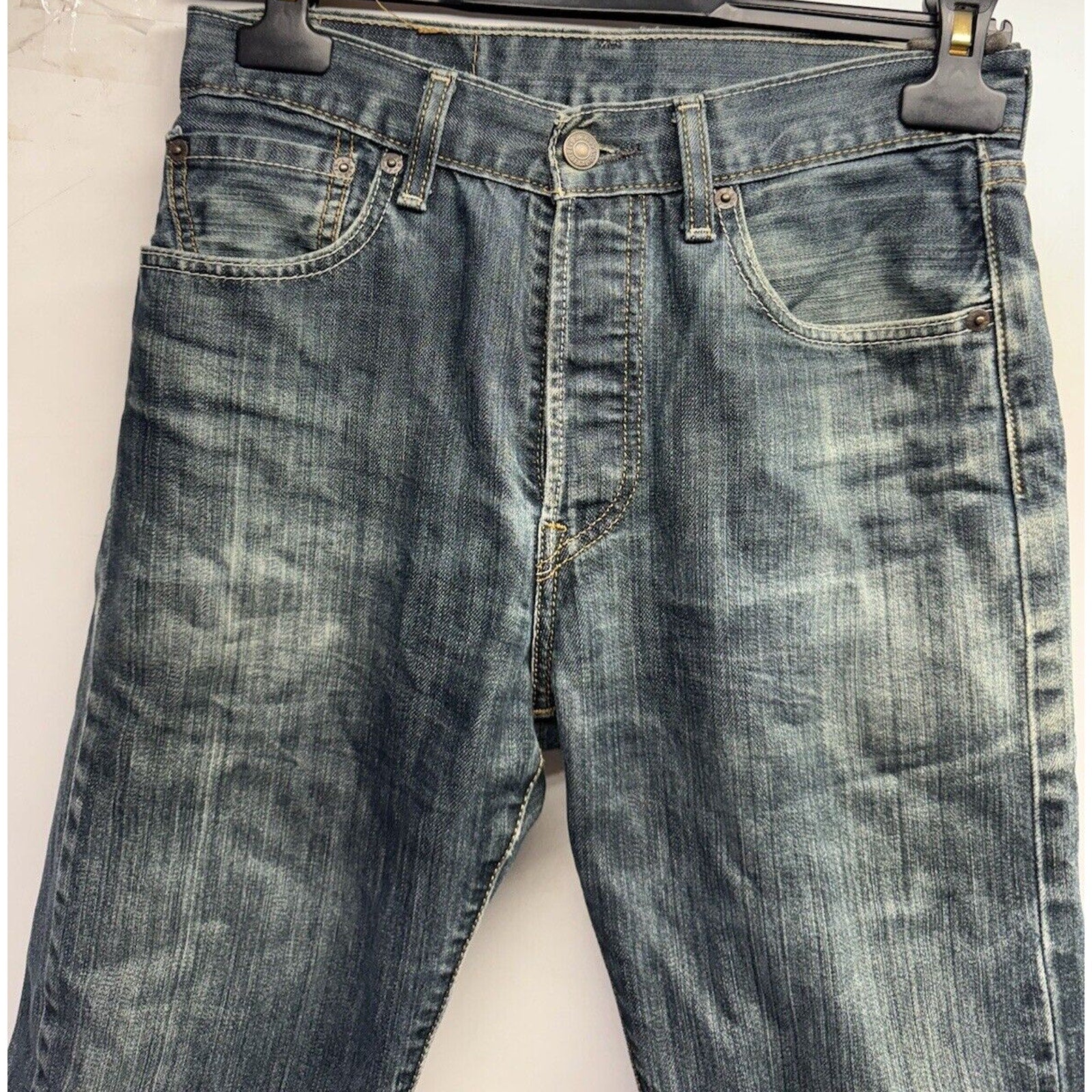Levis 501 xx Mens 28x30 Dark Blue Denim Straight Button Fly Made In Egypt