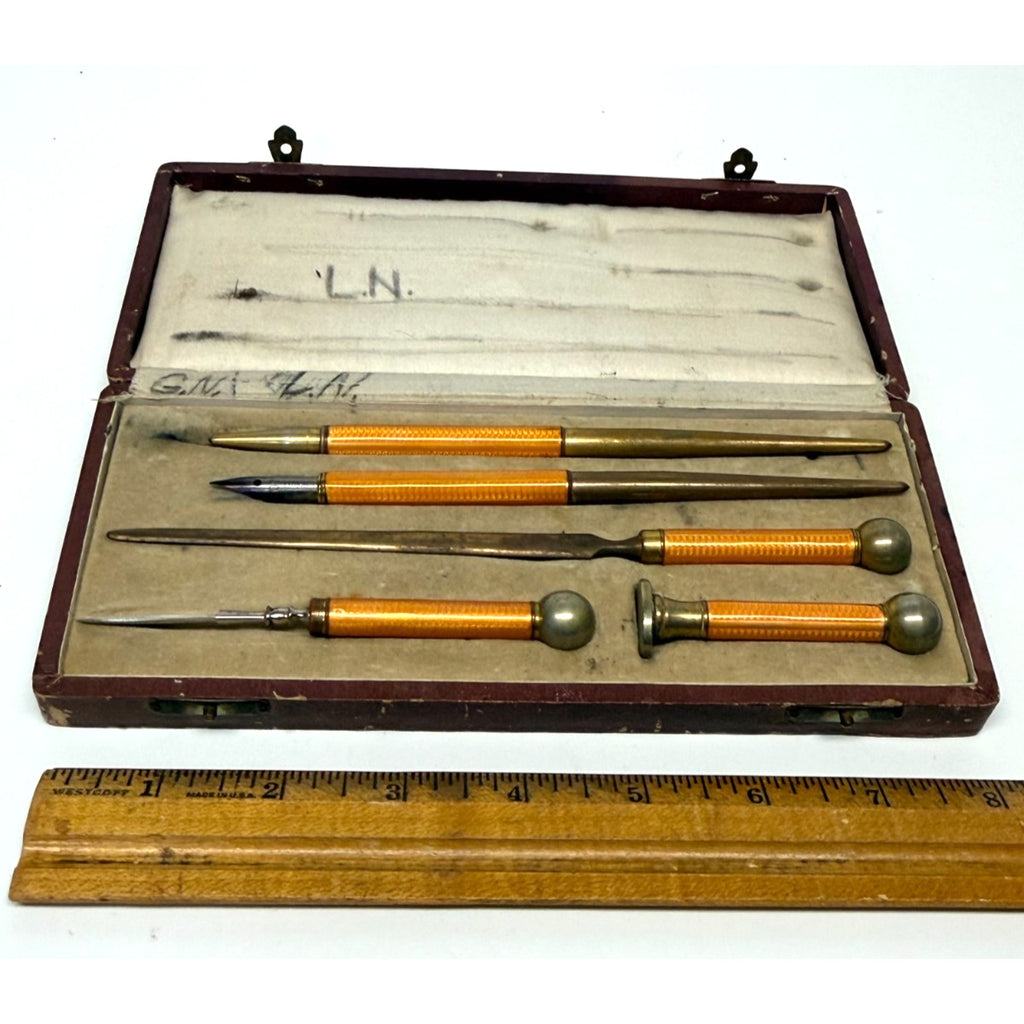 Vintage Antique Art Deco Writing Desk Set Boxed Pen Pencil Letter Opener