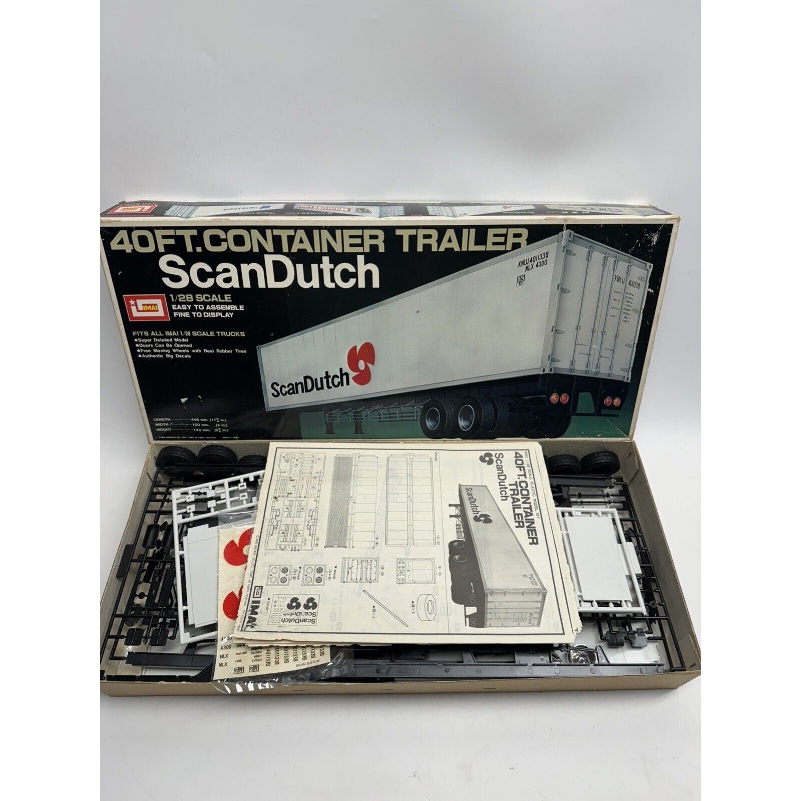 Vintage NEW OPEN BOX IMAI 1/28 Scale Model Kit Tractor Trailer ScanDutch