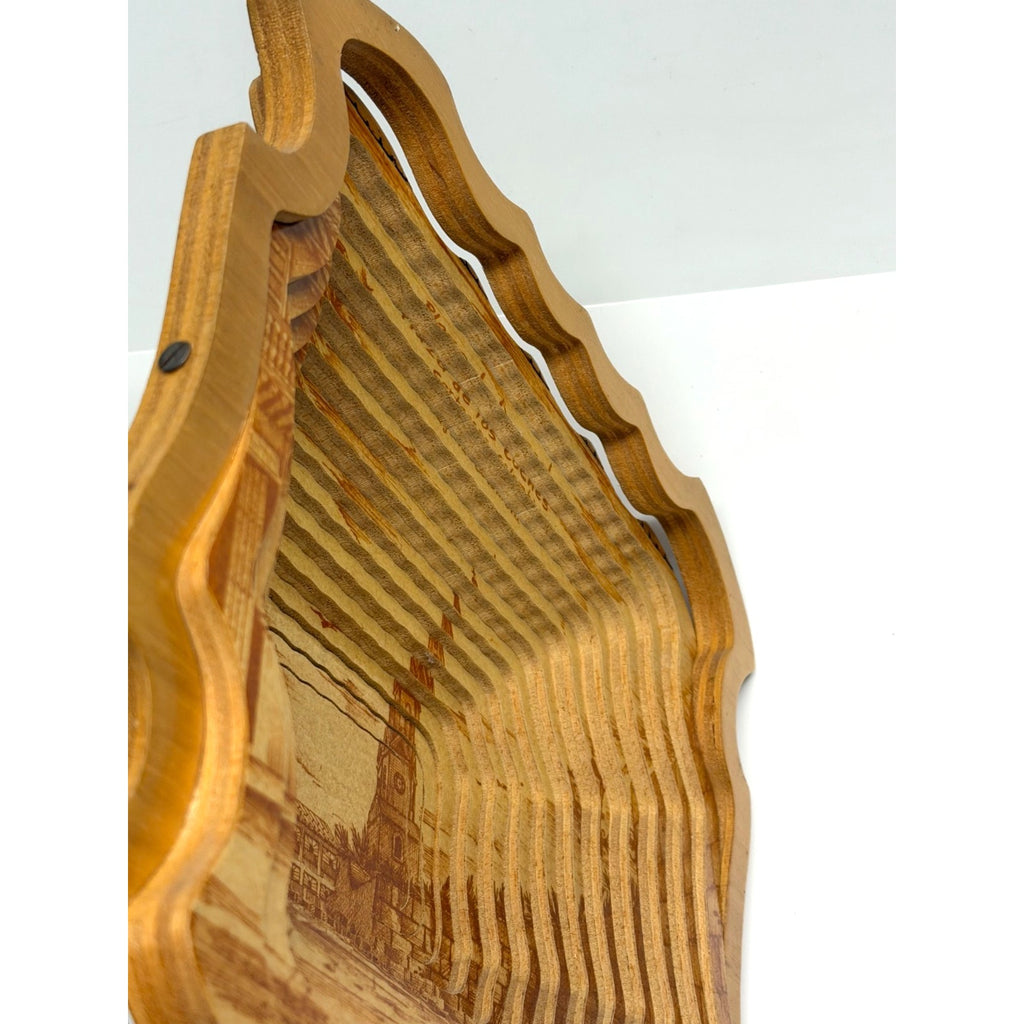 VINTAGE Collapsible Expandable Signed Wooden Art Piece Cartagena Colombia