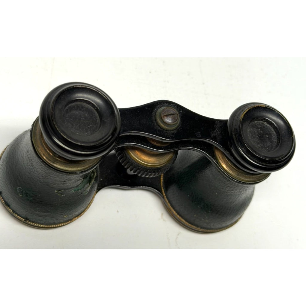 Vintage Opera Glasses Theater Binoculars Black Brass Leather Antique