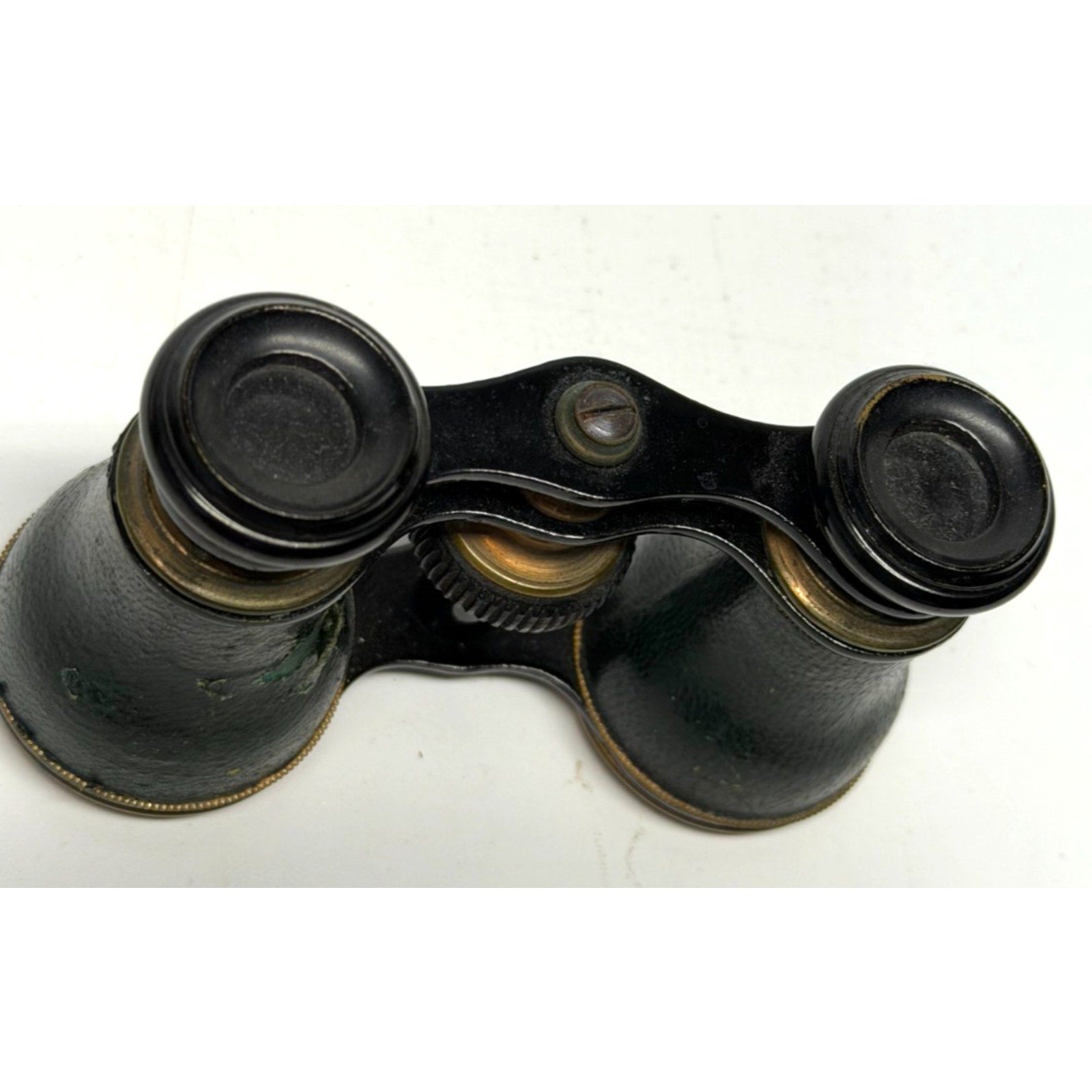 Vintage Opera Glasses Theater Binoculars Black Brass Leather Antique