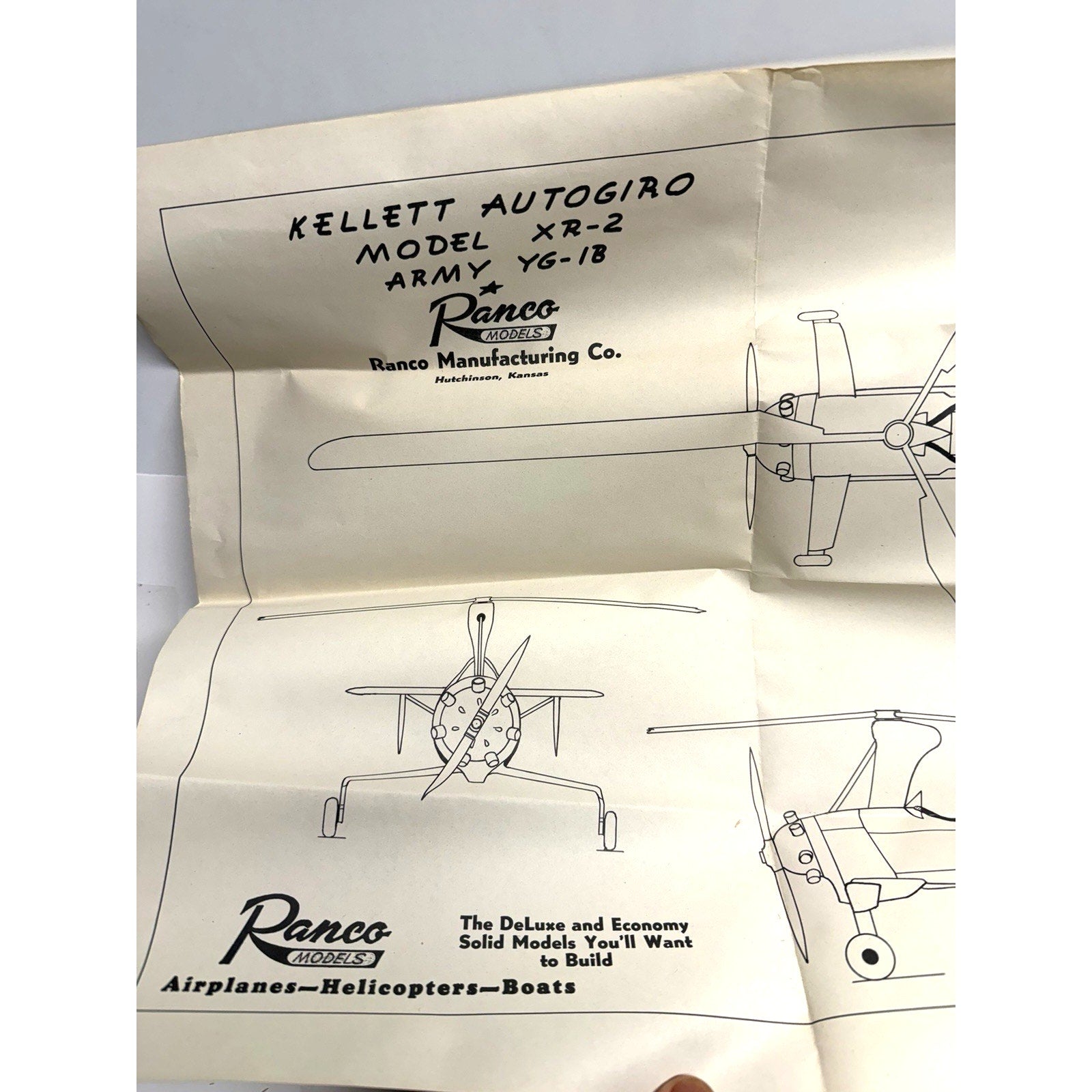 VINTAGE NOS 50s Ranco Models Kellet Auto Giro Airplane Kit by Model Builders Sup