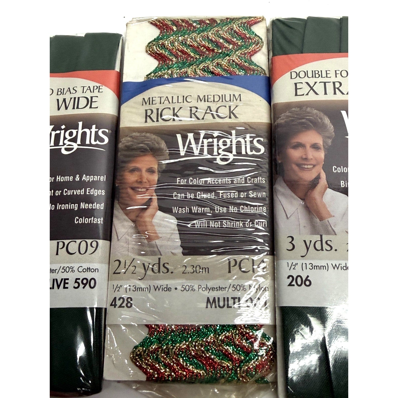 Vintage NEW Lot of 5 - Wrights - Double Fold, Bias, Metallic Tape