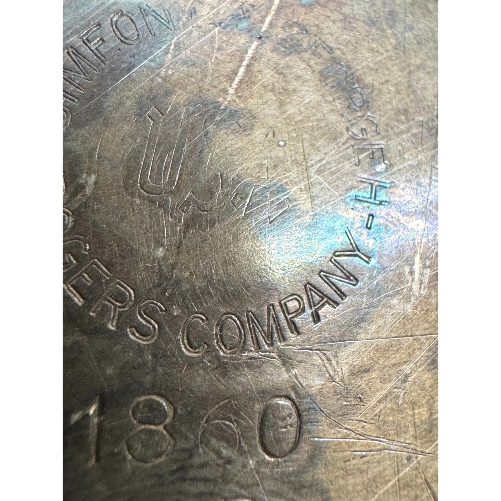 Vintage 1860 Simeon L George H- by Rogers Company Double Handle Pewter Canister